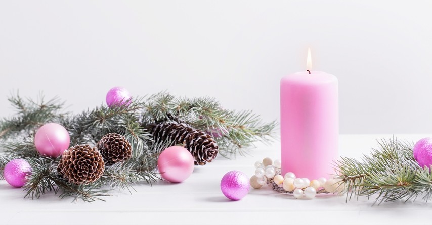 pink christmas candle