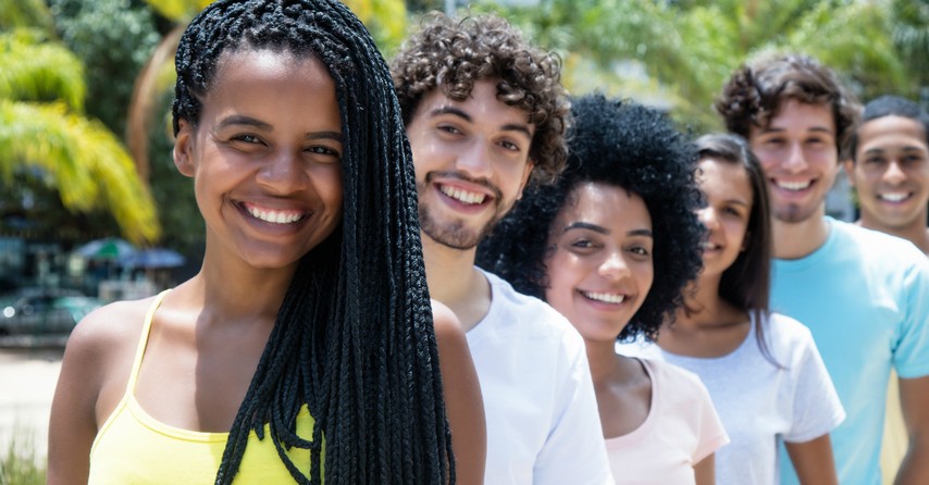 Group of teenagers standing in a line