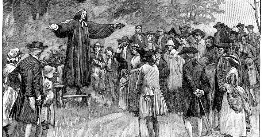 Engraving of George Whitefield preaching