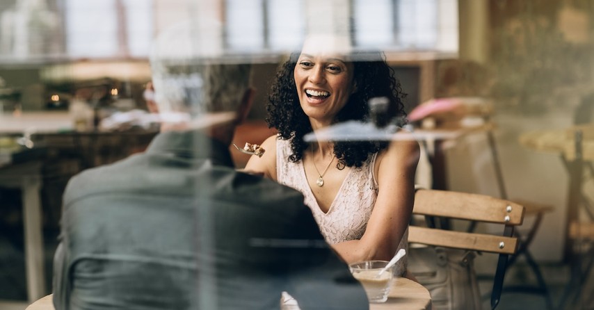 Couple on date in restaurant