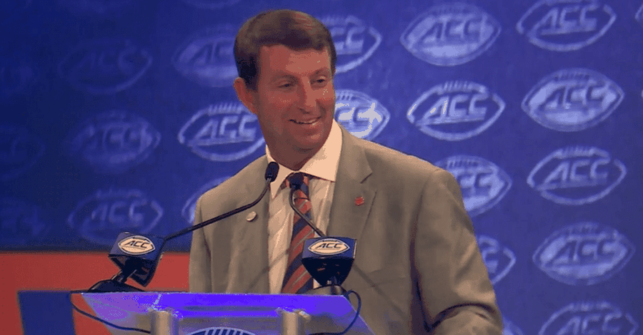 Clemson Football Coach Dabo Swinney Shares Testimony at ACC Kickoff