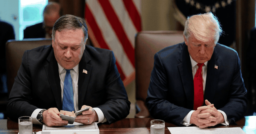 Trump Cabinet Meeting Begins with Prayer by Secretary of State Mike Pompeo 