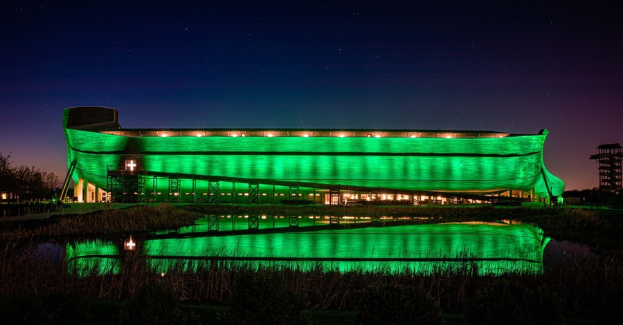 Ark Encounter Is Illuminated by Green Lights to Honor Kentucky Coronavirus Victims