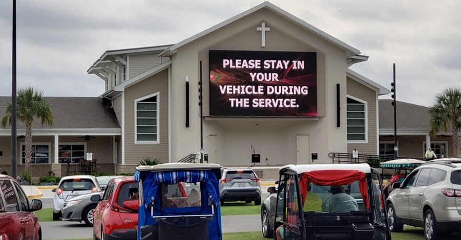 A drive in church, churches must consider their elderly members
