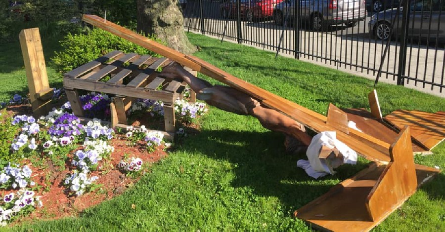 'An Act of Hatred': Jesus Statue Toppled, American Flag Burned at Brooklyn Church