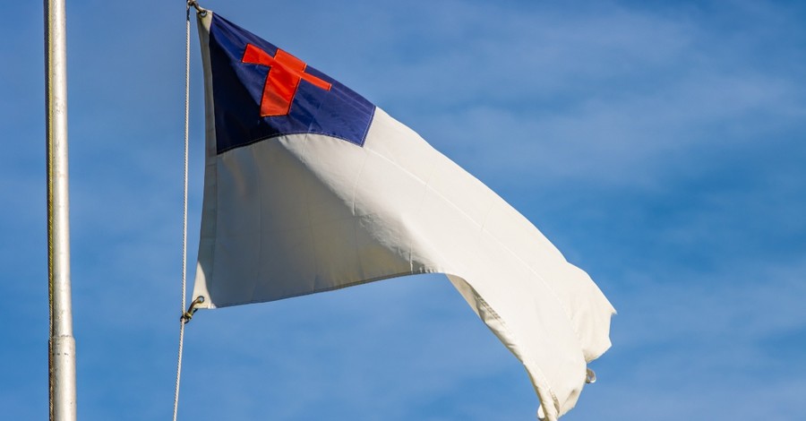 Christian flag in the wind
