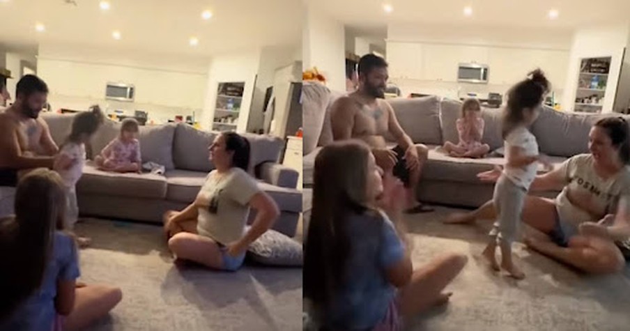 Sisters Scream With Joy Watching Their 4-Year-Old Sister Take Her First Steps 