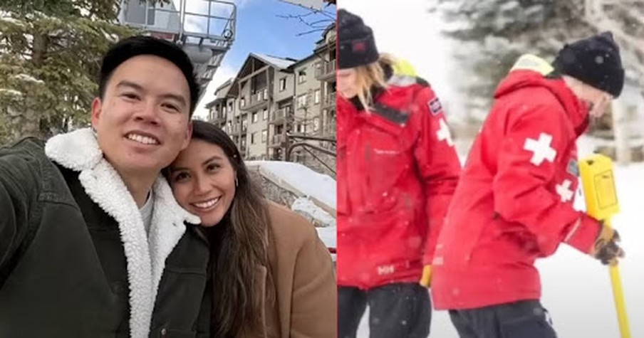 Couple Finds Lost Ring In a Snowy Wonderland During Engagement Photo Shoot