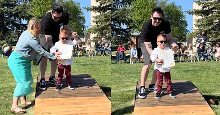 Young Boy in Wheelchair Walks at His Kindergarten Graduation, Surprising His Family