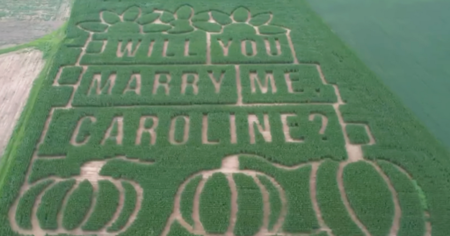 Farmer Proposes From the Air With 13-Acre Corn Maze Message