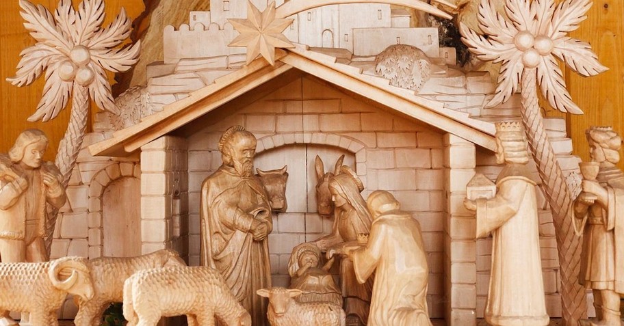 2. Play out the birth of Christ with a nativity set.