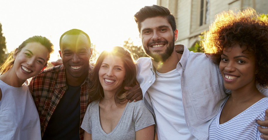 Group of young adults standing together