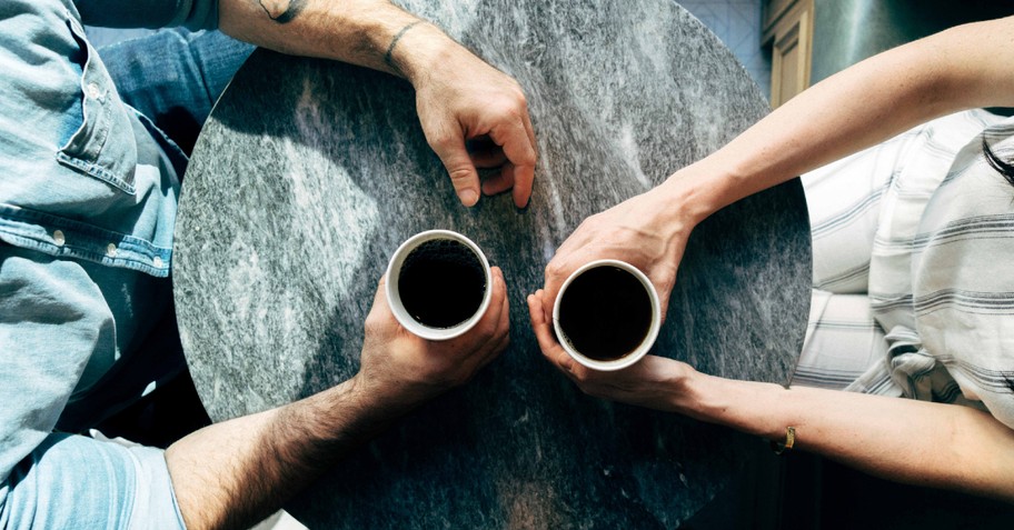 couple having coffee talking