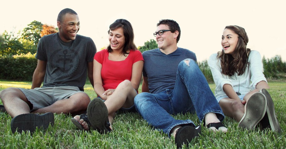 People sitting on the grass, goodness of god