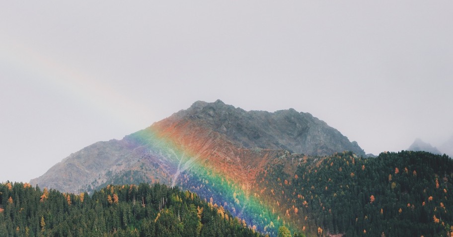 Rainbow over a mountain