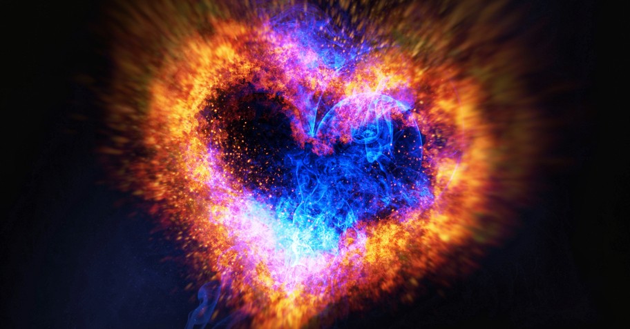 radiant glowing multicolor heart light love