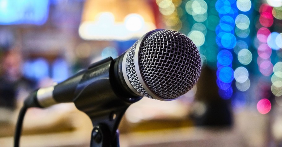 close up of microphone at performance