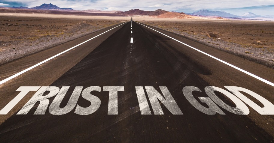 road printed with Trust in God