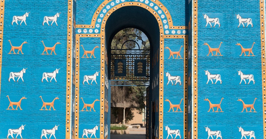 Ishtar gates in Babylon ruins Iraq, Fall of Babylon end times