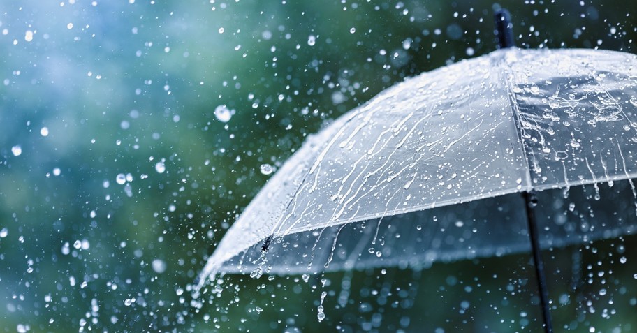 Umbrella in heavy rain