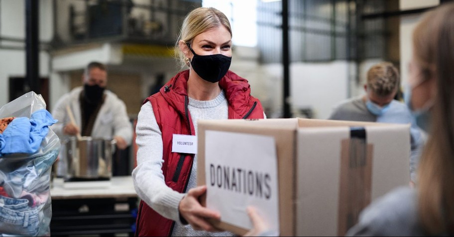 Woman volunteering at donation