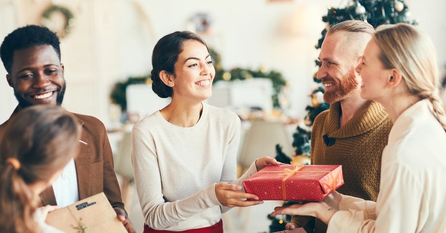 Family giving gifts