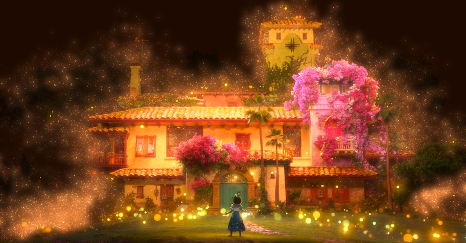 a house surrounded by fairy dust, Encanto