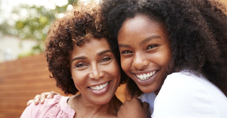 Happy mother and daughter