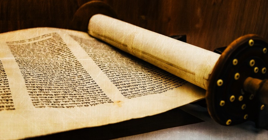 Old, rolled up Hebrew Torah
