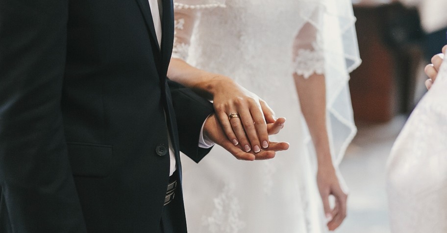 Bride and groom at the altar