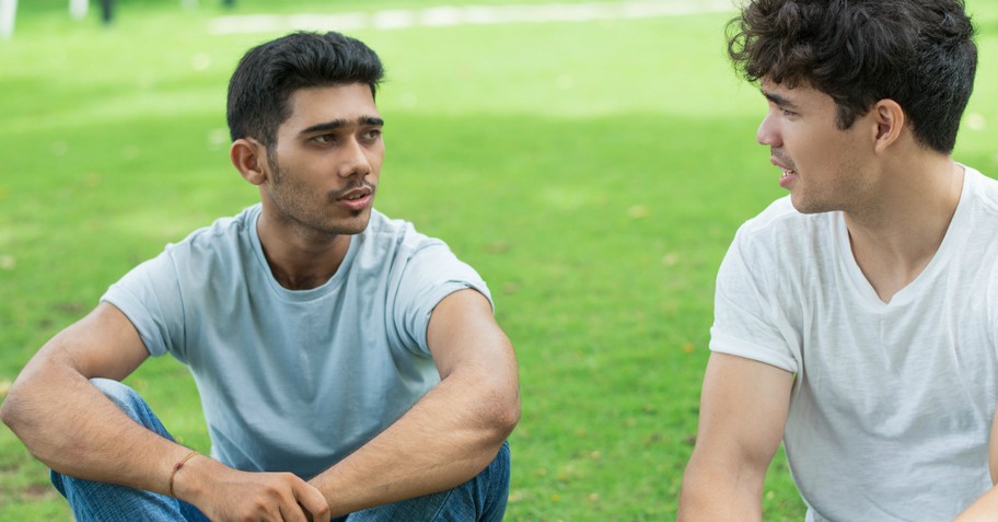 Two friends having a conversation