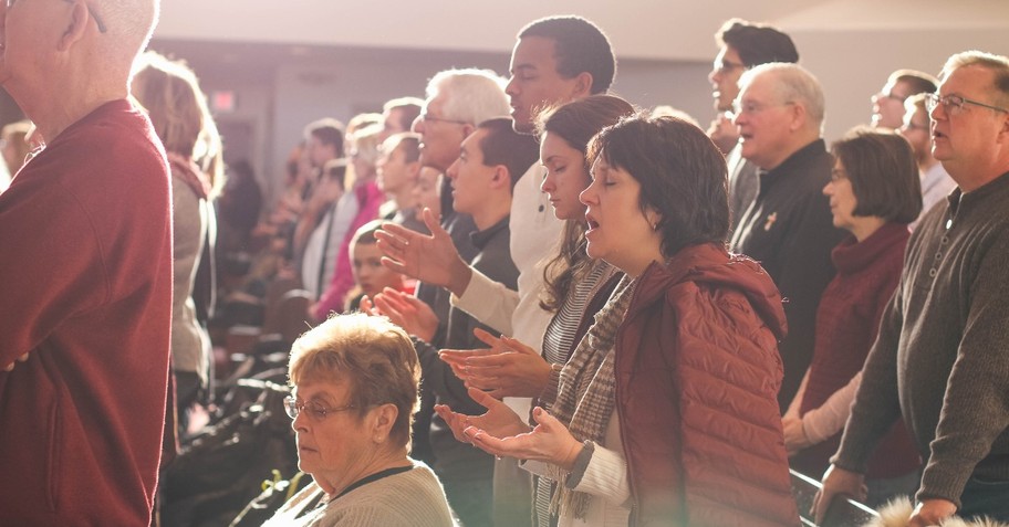 Congregation worshipping together