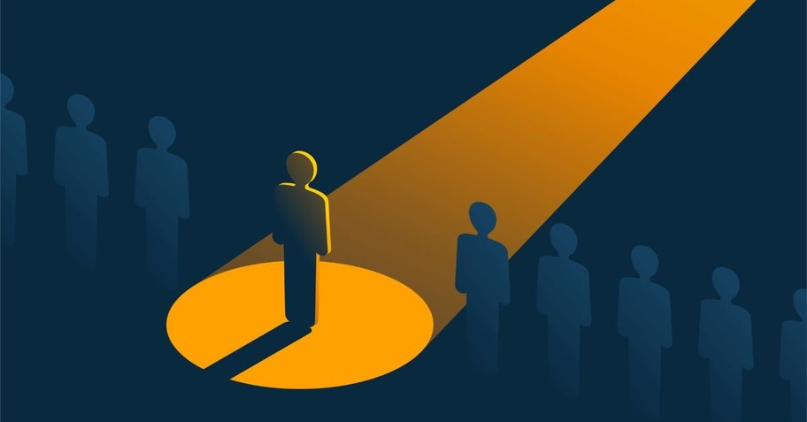 Illustration of a person in a spotlight