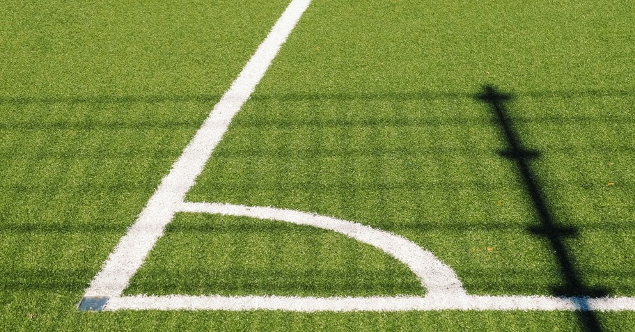 Boundary lines on a soccer field