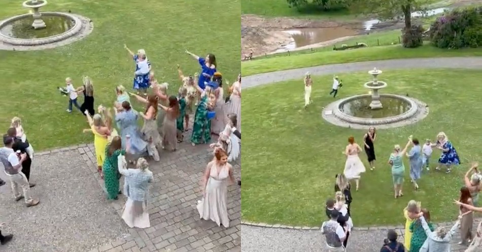 Child Hilariously Chased after Snagging Bouquet at Wedding