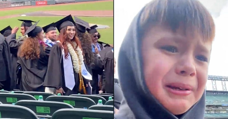 Young Man's Emotional Reaction to Mother's College Graduation Captures Hearts