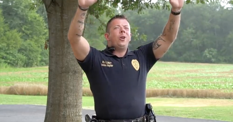 Police Officer And K9 Lip Sync To 'I Can Only Imagine'