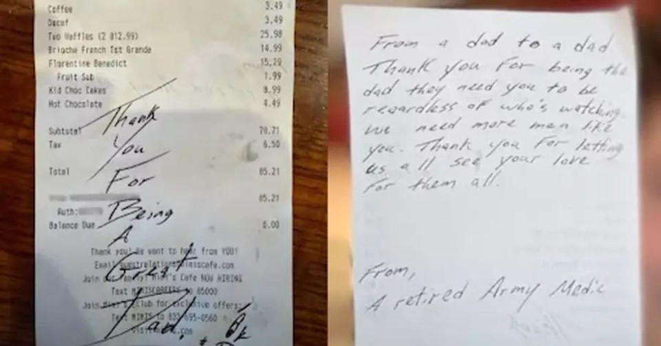 Retired Army Medic Pays for Stranger's Breakfast and Leaves a Heartfelt Note