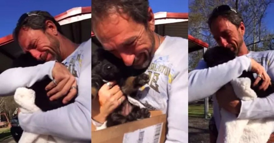 Things Get Emotional When Dad Gets New Puppy from His Kids after Losing His Beloved Dog