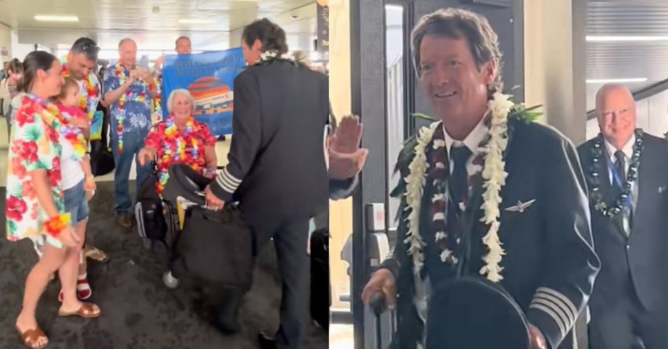 Retiring Pilot's Family Surprises Him at Gate after His Final Flight