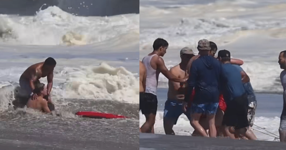 Teenage Lifeguard Saves Child From Dangerous Waves in Dramatic Beach Rescue