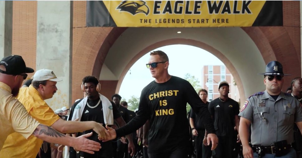 Southern Miss Coach Blake Anderson Proclaims Faith with 'Christ Is King' Shirt