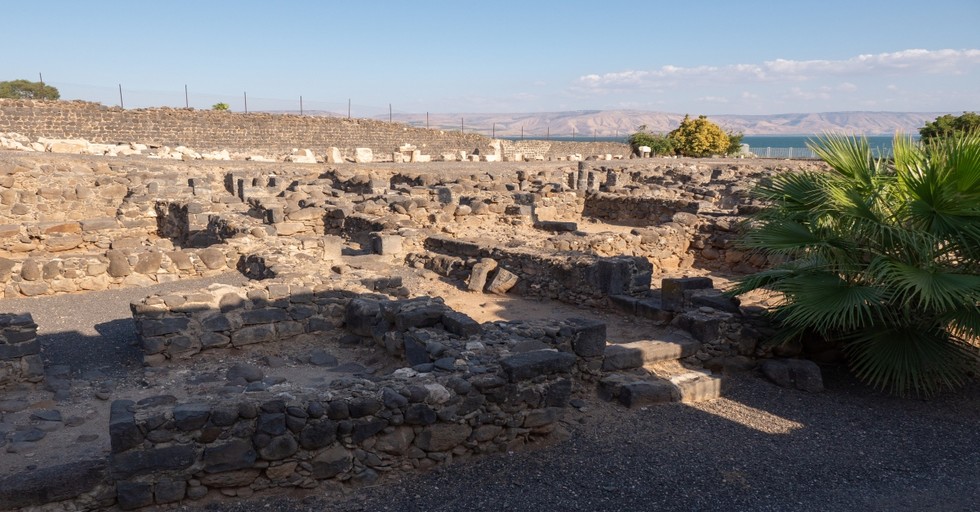 Ruins of an ancient town Capernaum in Israel.