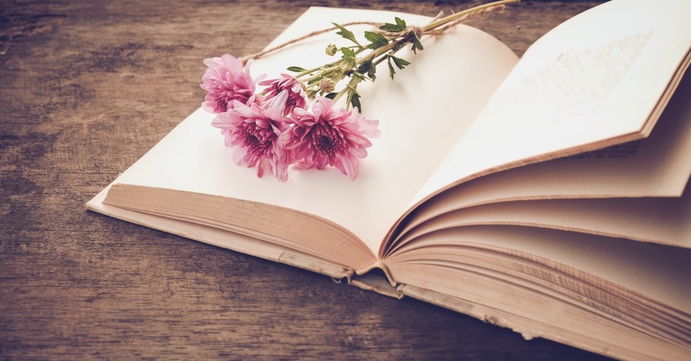 Flowers and book of poetry